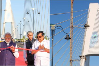 sudarshan setu indias longest cable connect bridge in dwarka gujrat, sudarshan setu bridge